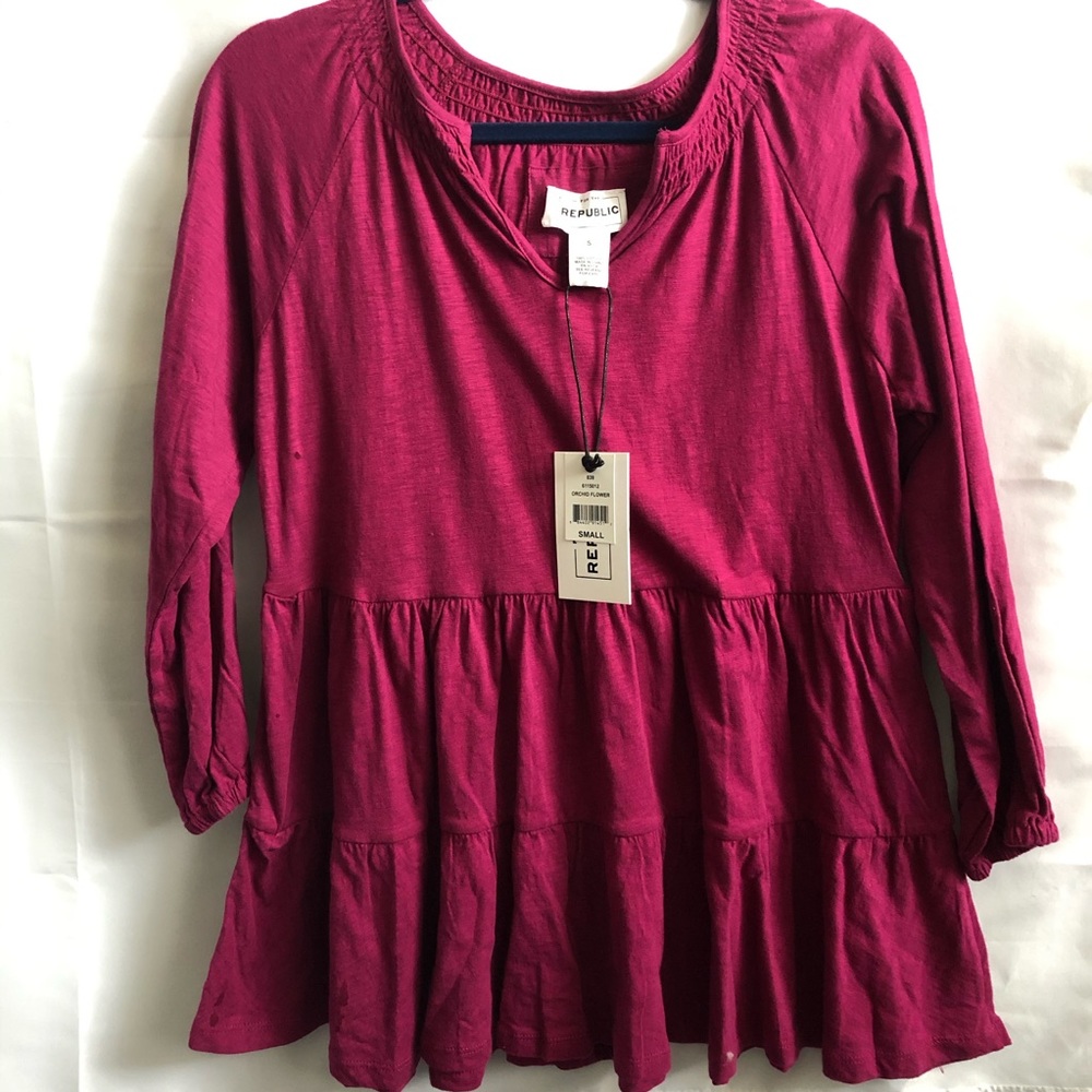 For The Republic Shirt Burgundy Long Sleeve  NWT